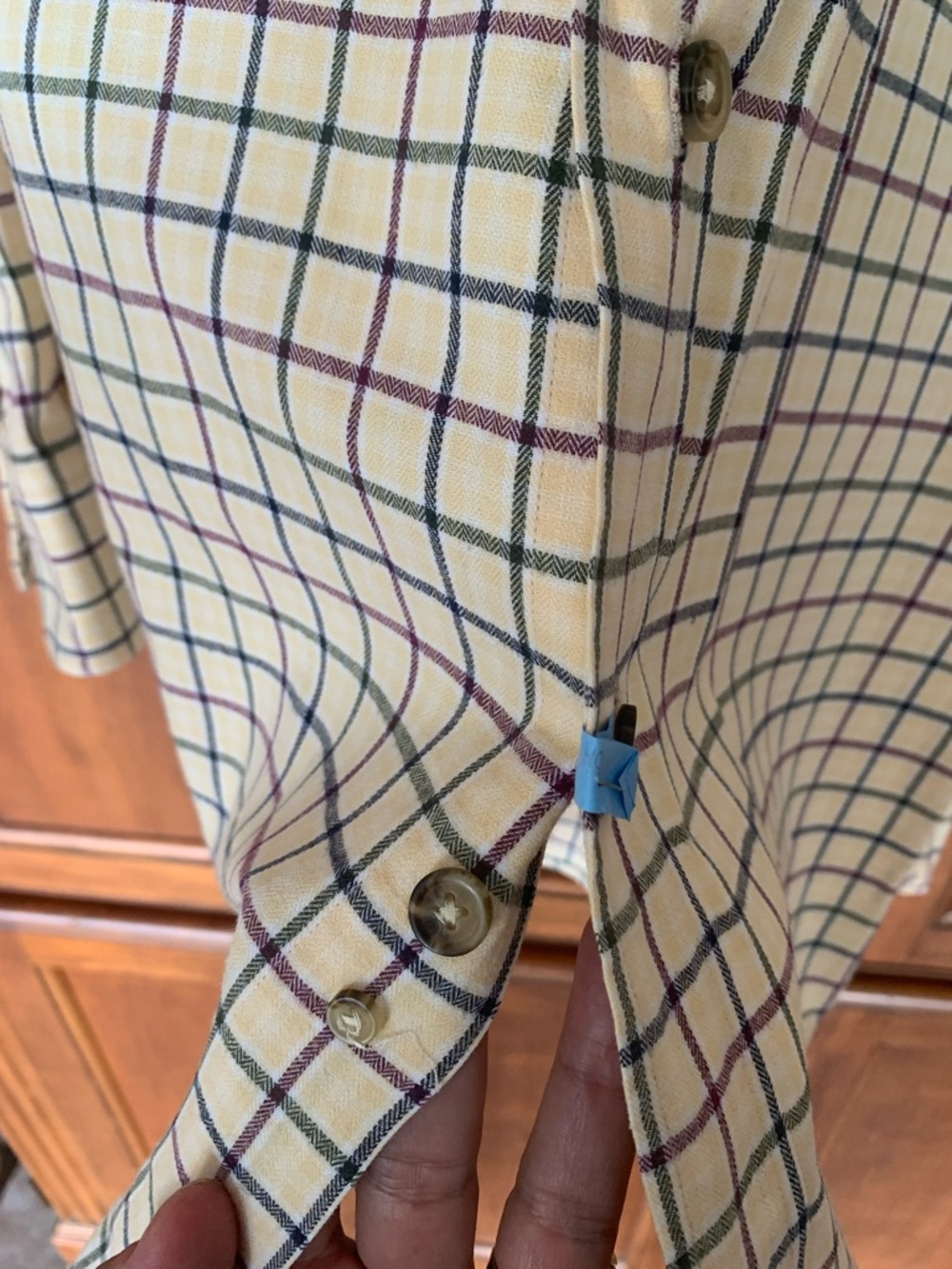 Boyt Harness Company Men's Cream Plaid Button-Down Shirt Large - Picture 6 of 9
